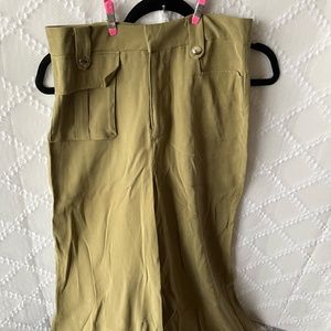 Olive Green Wide Leg Trouser
